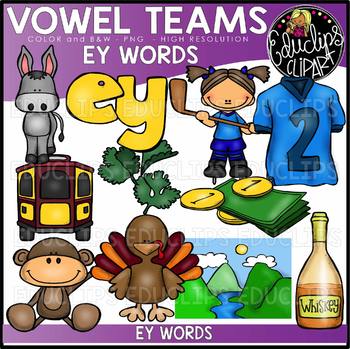 Preview of Long E Vowel Team - 'ey' - Clip Art Bundle {Educlips Clipart}