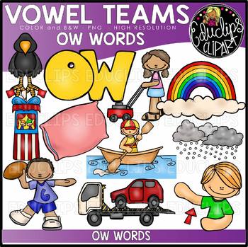 Preview of Long O Vowel Team - 'ow' - Clip Art Bundle {Educlips Clipart}