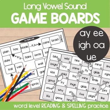 Preview of Long Vowel Teams Board Games for AY EE IGH OA UE - for Reading & Spelling