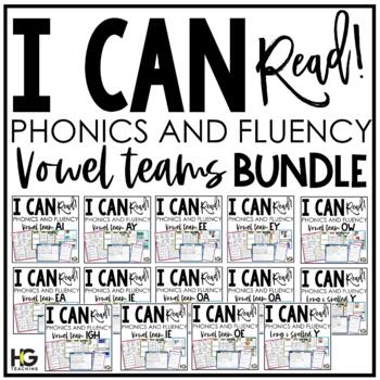 Preview of Vowel Teams Phonics, Fluency Passages, Activities | I Can Read BUNDLE