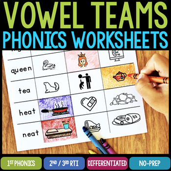 Preview of Long Vowel Teams Phonics Worksheets & Activities - Vowel Digraphs - Word List