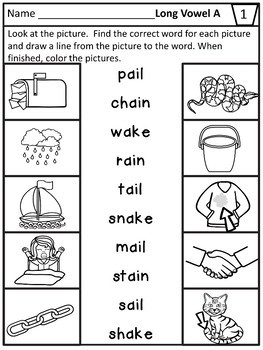 Vowel Teams Worksheets Long Vowel Review- Print and Go by Sally Boone