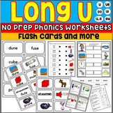 Long Vowel U Phonics Worksheets, Flash Cards, Coloring, Cu