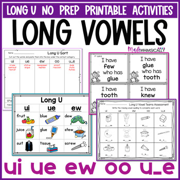 long vowel u worksheets and activities no prep by