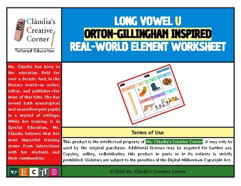 Preview of Long Vowel U /o͞o/ → Orton-Gillingham Inspired Real-World Element Worksheet