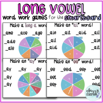 Preview of Long Vowel & Vowel Teams Word Work SMARTBOARD Games- Word Families, Phonics