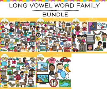 Preview of Long Vowel Word Family Clip Art  BUNDLE
