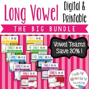 Preview of Long Vowel Word Sort Sets Vowel Teams BIG Bundle Digital and Printable Resources