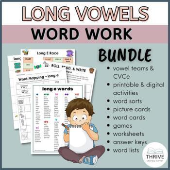 Preview of Long Vowel Words Worksheets & Activities Bundle | Printable & Digital