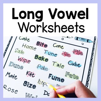 Preview of Long Vowel CVCe Worksheets A I O U - Long Vowel Review