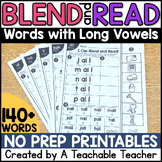 Long Vowel Worksheets | Blending & Reading Words with Long