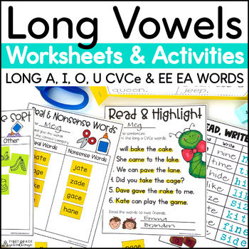 Preview of Long Vowel Worksheets Bundle – CVCe Activities & EE EA Vowel Teams