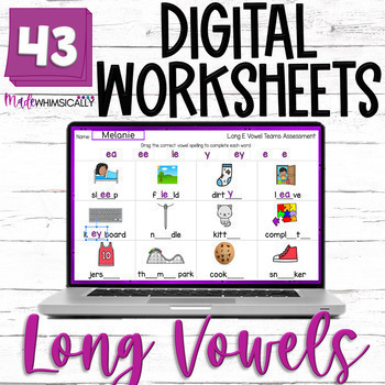 Preview of Long Vowel Worksheets - Digital Resource Phonics Worksheets Google & PowerPoint
