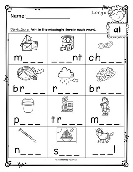 long vowel worksheets free by the monkey market tpt