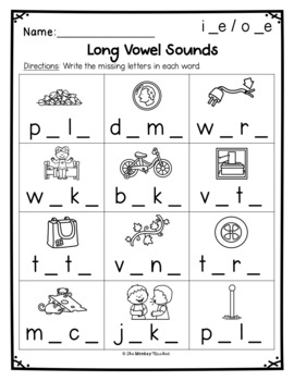 long vowel worksheets silent e cvce words by the monkey market