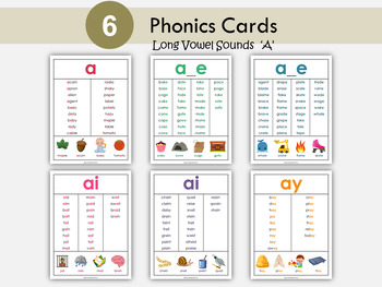 Preview of Long Vowel 'a' Teams Cards, Phonics Poster, Reading Silent 'e' Words, T-329