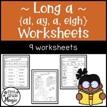 Preview of Long Vowel a Spelling Patterns (ai, ay, a, eigh) Worksheets