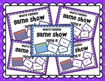 Preview of Long Vowel a e i o u Word Family Game Show BUNDLE for PowerPoint