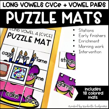 Long Vowel and Vowel Pair Activities | Puzzle Mats by Michelle Hudgeons