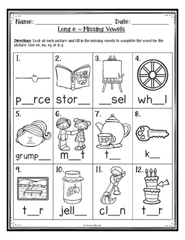 Long Vowel e Spelling Patterns (ee, ea, ey, ie, y) Worksheets | TpT