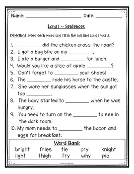 Long Vowel i Spelling Patterns (ie, igh, y) Worksheets | TpT