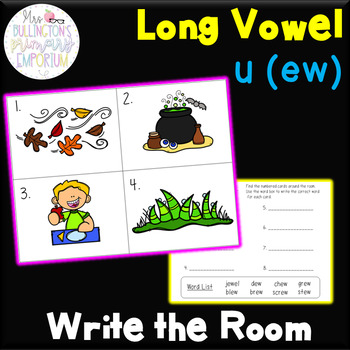 Preview of Long Vowel u ew Write the Room Activity