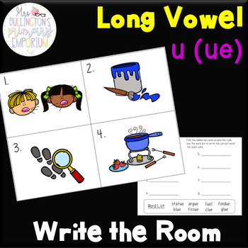 Preview of Long Vowel u ue Write the Room Activity