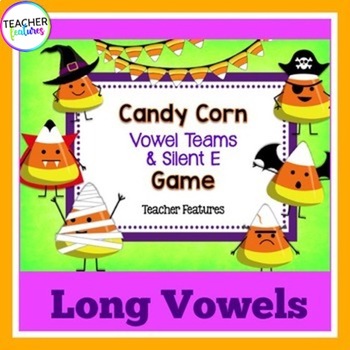 Preview of LONG VOWEL TEAMS 2nd Grade PHONICS LITERACY GAME CENTERS Candy Corn HALLOWEEN