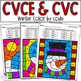 CVC CVCE Words - Winter Activities - Color by Code - Phoni