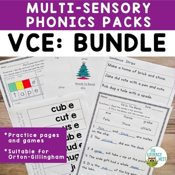 Preview of VCE Worksheets, Games and Activities for Orton-Gillingham Lessons BUNDLE