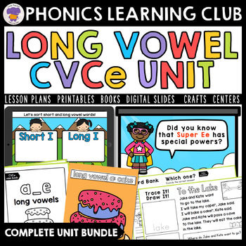 Preview of Long Vowels PowerPoint and CVCe Word Lists Phonics Kindergarten Complete Unit