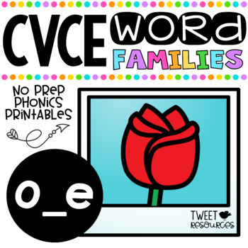 Preview of Long O CVCE Words No Prep Phonics Printables with Color Posters
