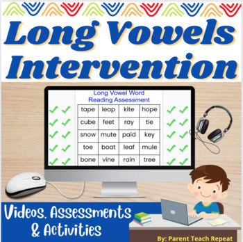 Preview of Long Vowels NO PREP Phonics Reading Intervention Digital | Assessments RTI MTSS