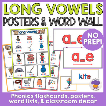 Preview of Long Vowels Phonics Bulletin Board Posters and Reading Anchor Charts