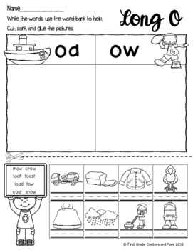 long vowel worksheets by first grade centers and more tpt