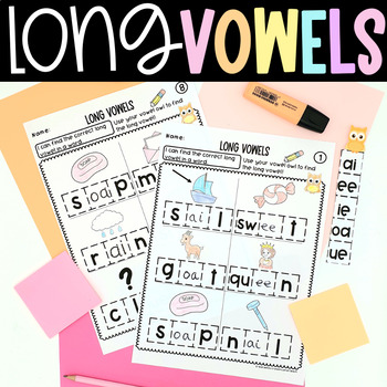 Preview of Long Vowels Missing Digraph Worksheets Phonics Kindergarten 1st Grade