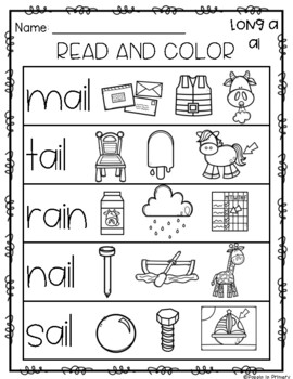 Long Vowels Read and Color by Poppin in Primary | TPT