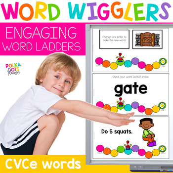 Preview of Long Vowels Silent E Game | CVCe Word Ladders | Word Wigglers Movement Activity