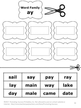 long vowels word families worksheets printable distance