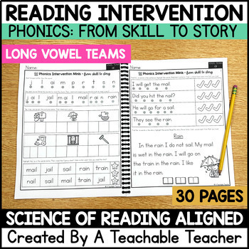 Preview of Long Vowels - Words with Vowel Teams - Worksheets for Reading Intervention