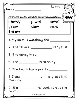 long vowel worksheets by the monkey market teachers pay