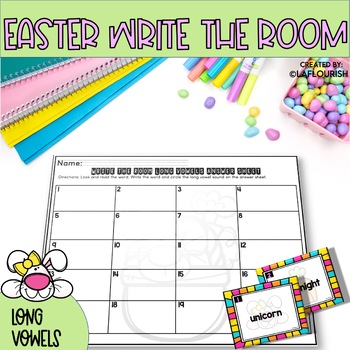 Preview of Long Vowels | Write the Room | Easter