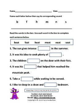 Long Vowels and Sentences Worksheets 2 by Clock Word Wizard | TpT