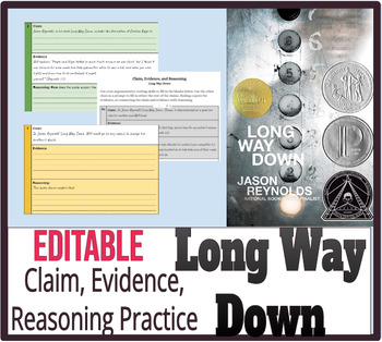 Preview of Long Way Down CER, argumentative writing practice