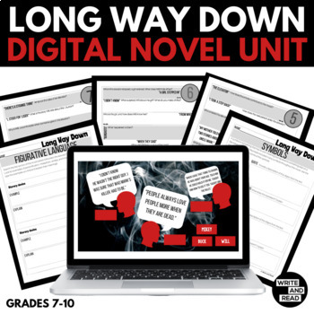 Preview of Long Way Down Digital Novel Unit - Novel Study in Google Apps - Jason Reynolds