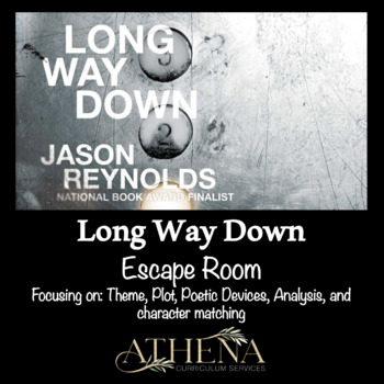 Preview of Long Way Down by Jason Reynolds Escape Room (virtual link included for Google)