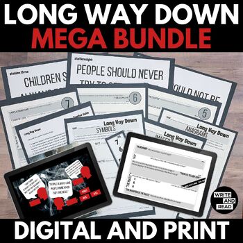 Preview of Long Way Down Mega Novel Unit Bundle - Printable and Digital Novel Study