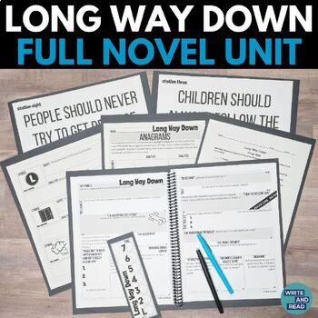 Preview of Long Way Down Novel Unit Bundle - Printable Novel Study