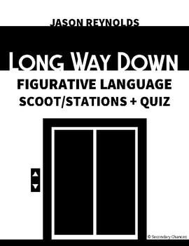 Preview of Long Way Down (Reynolds) Figurative Language Scoot/Stations + QUIZ