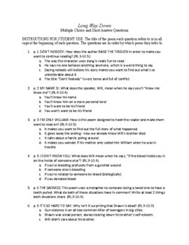 Preview of Long Way Down Standards-Based Multiple Choice & Short Answer Questions